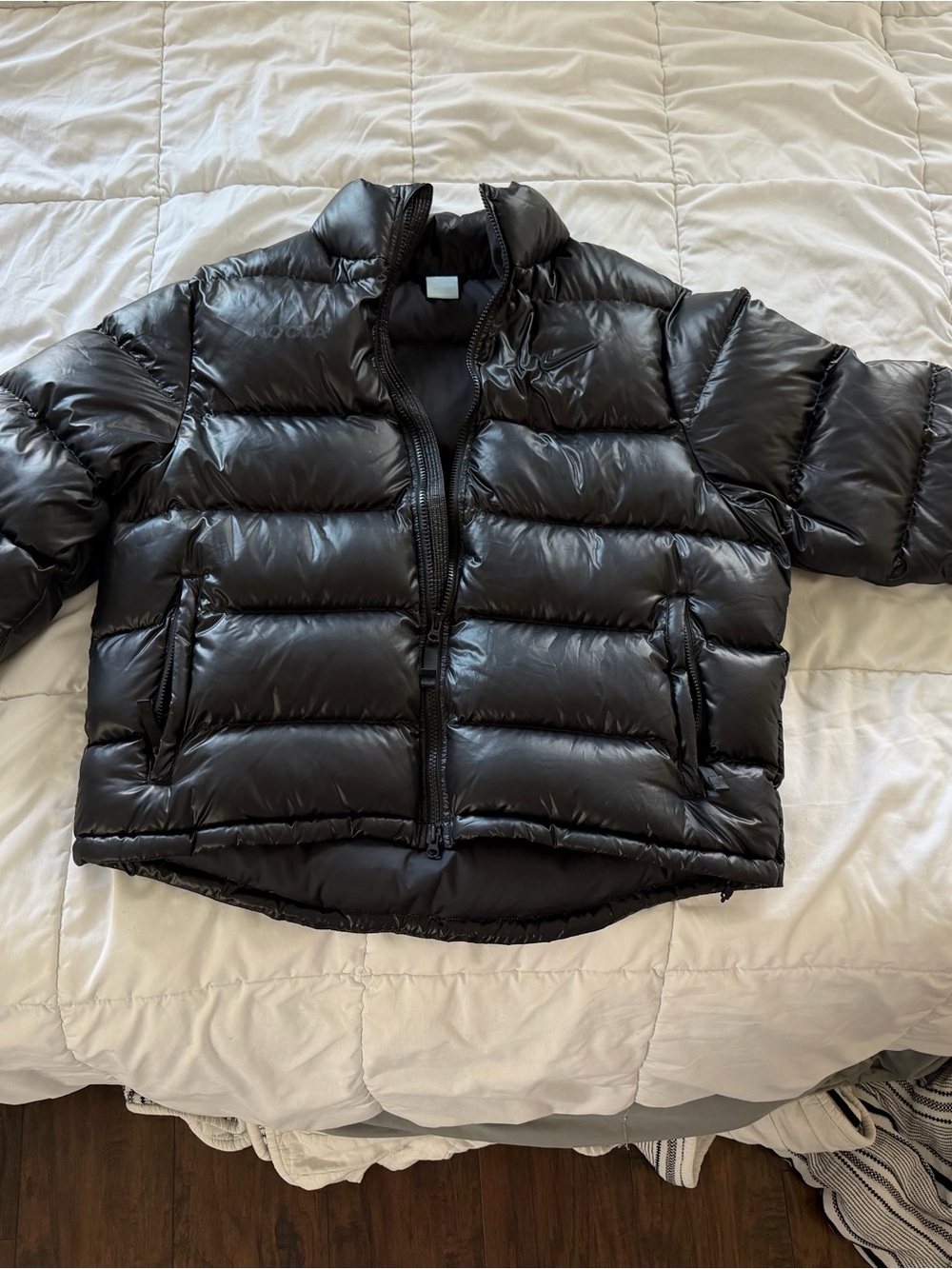 Nike Nocta Black Quilted Puffer Jacket - Shiny Insulated Coat